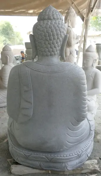 Product image 6 of the product “Seated Buddha made of Riverstone in Bhumisparsha - gesture of touching the earth. 117 cm height. ”